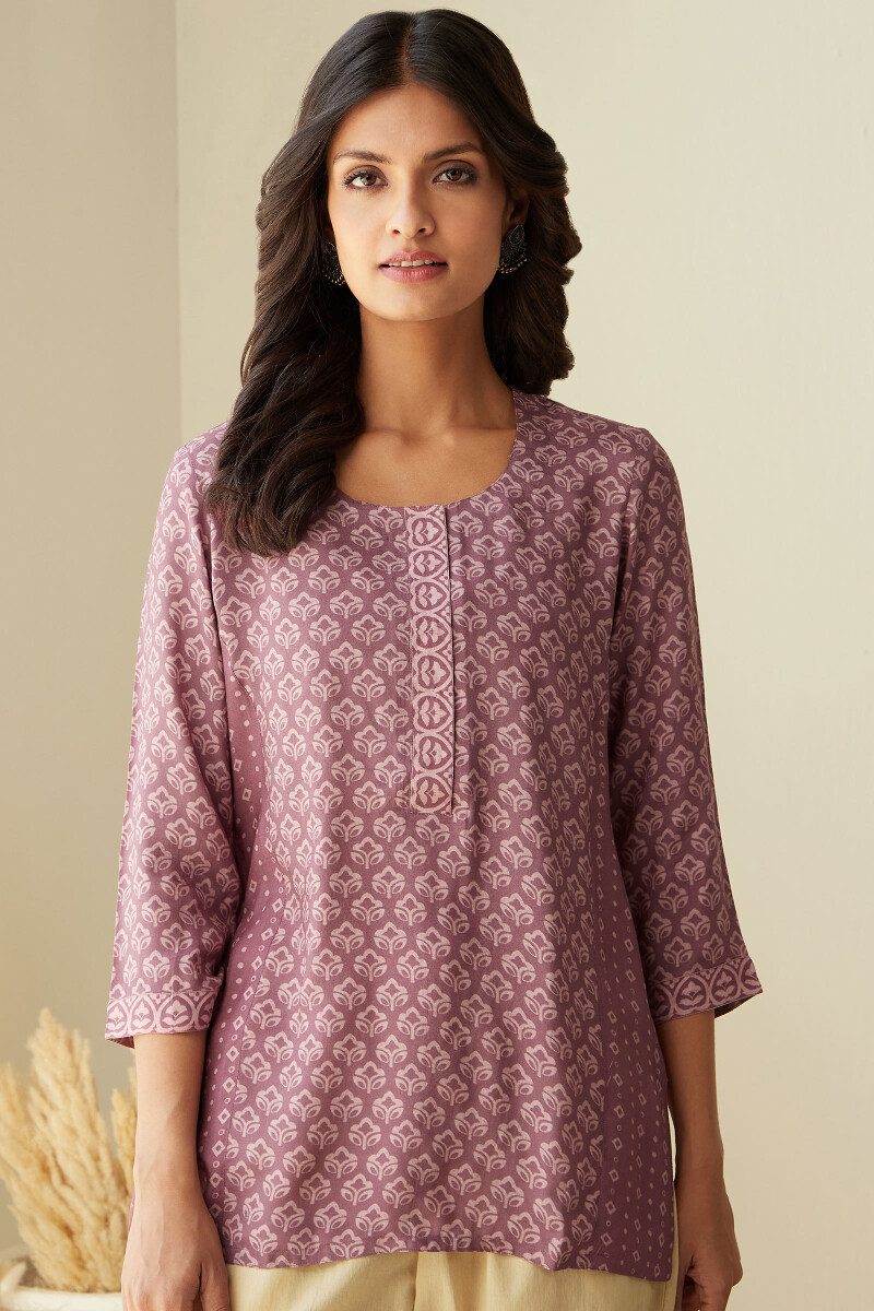 Purple Printed Viscose Top