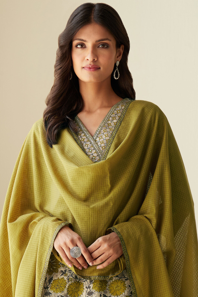 Green Handcrafted Kota Dupatta