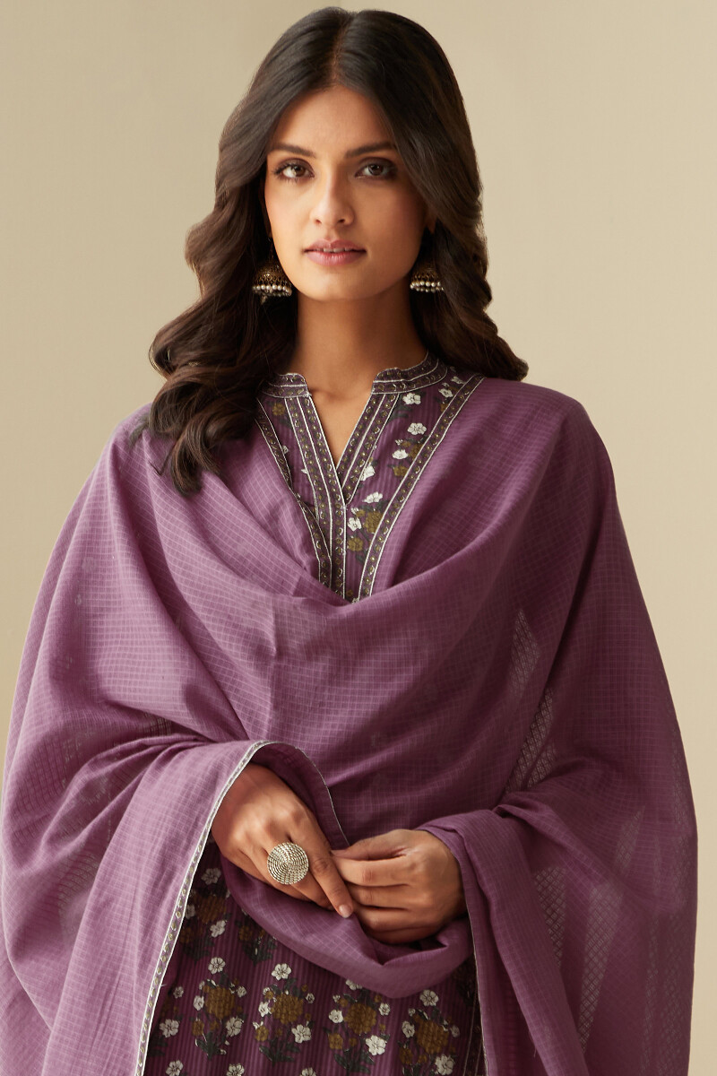 Purple Handcrafted Kota Dupatta