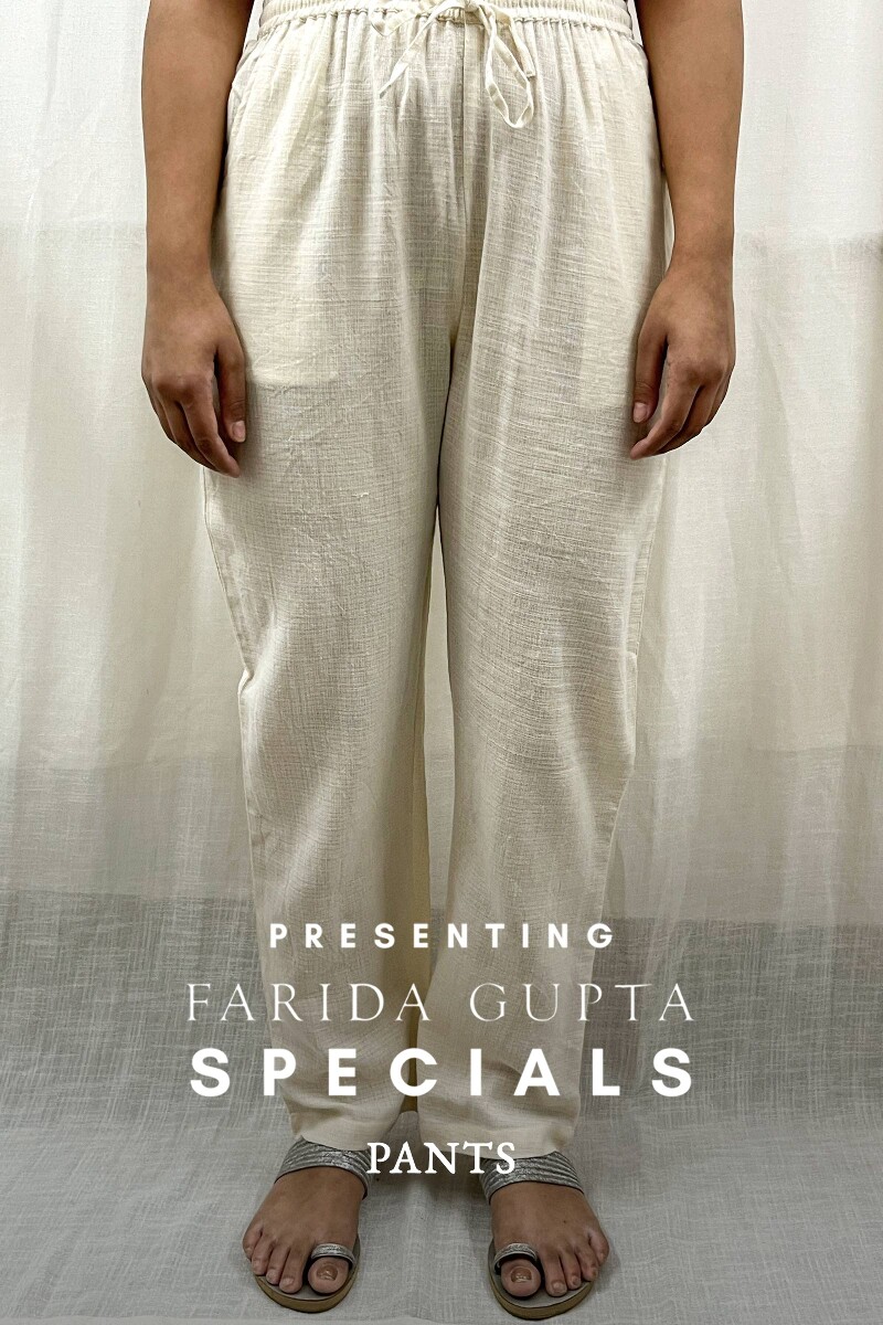 Cream Handcrafted Handloom Cotton Pants