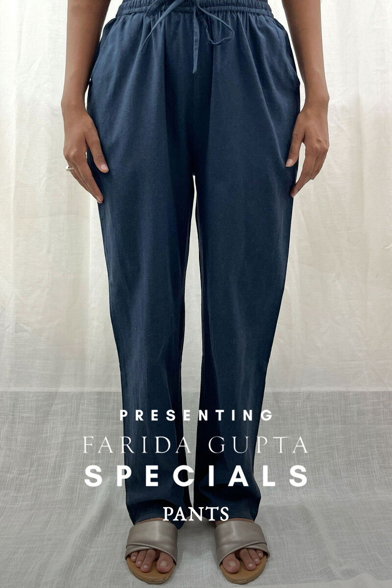 Navy Blue Handcrafted Handloom Cotton Pants