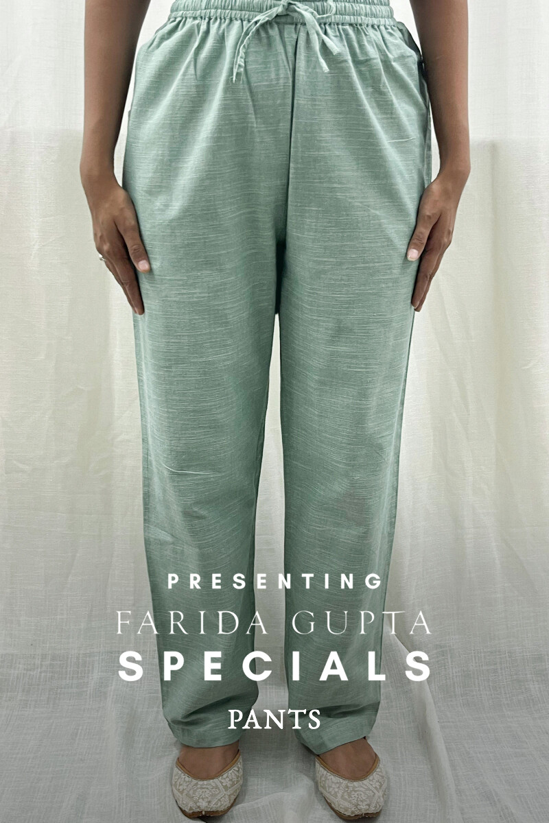 Mint Green Handcrafted Handloom Cotton Pants