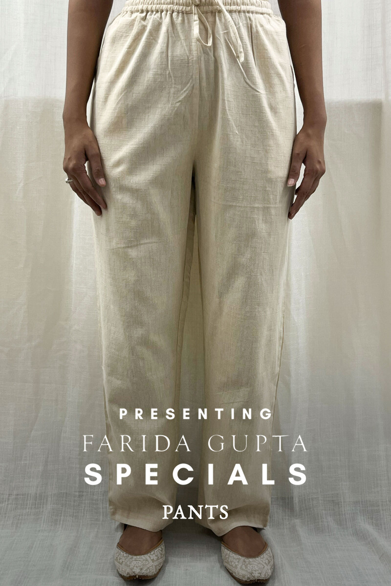 Cream Handcrafted Handloom Cotton Pants