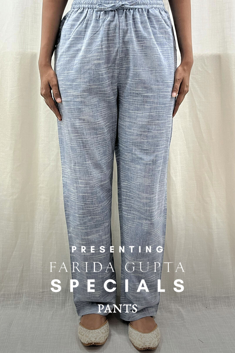 Blue Handcrafted Handloom Cotton Pants