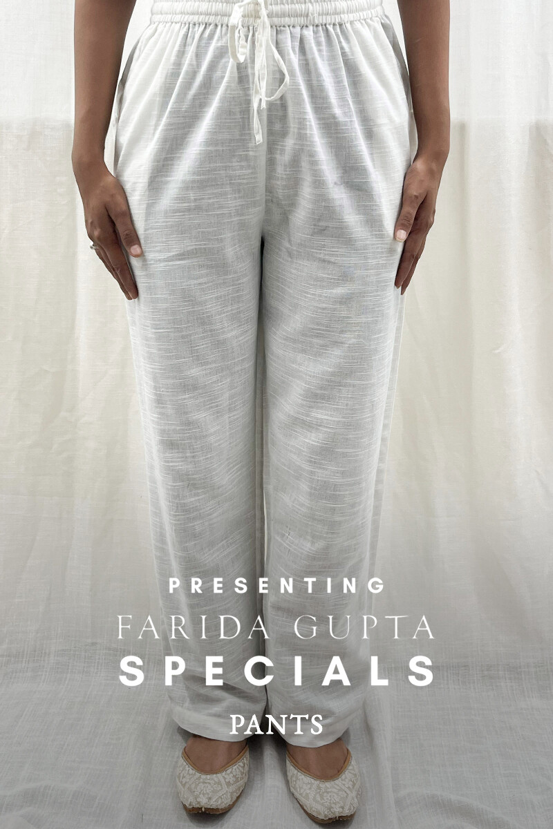 White Handcrafted Handloom Cotton Pants