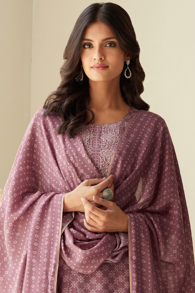 Purple Printed Modal Dupatta