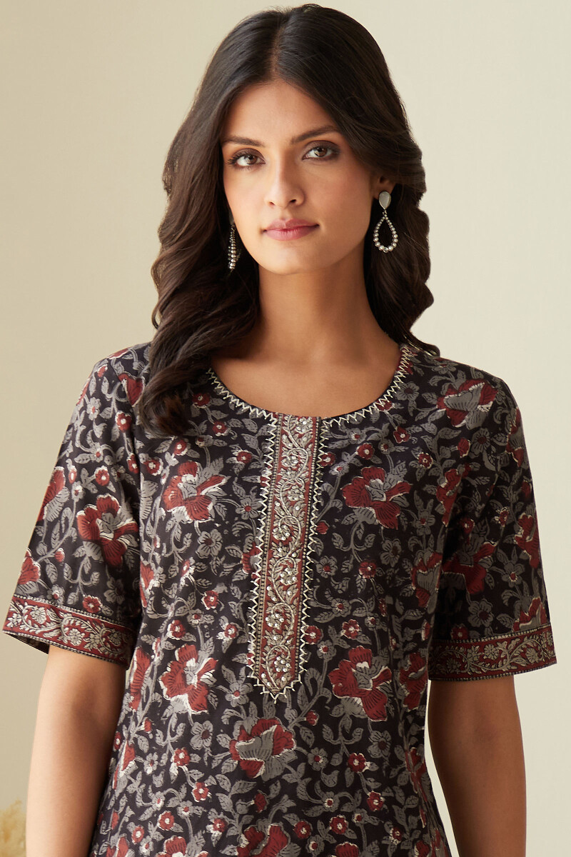 Bagru Hand Block-Printed Straight Cotton Kurta