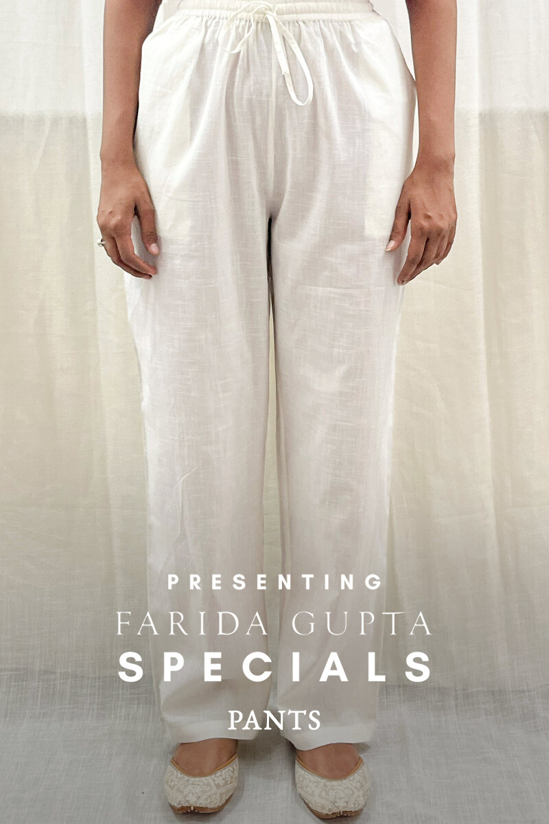 White Handcrafted Handloom Cotton Pants