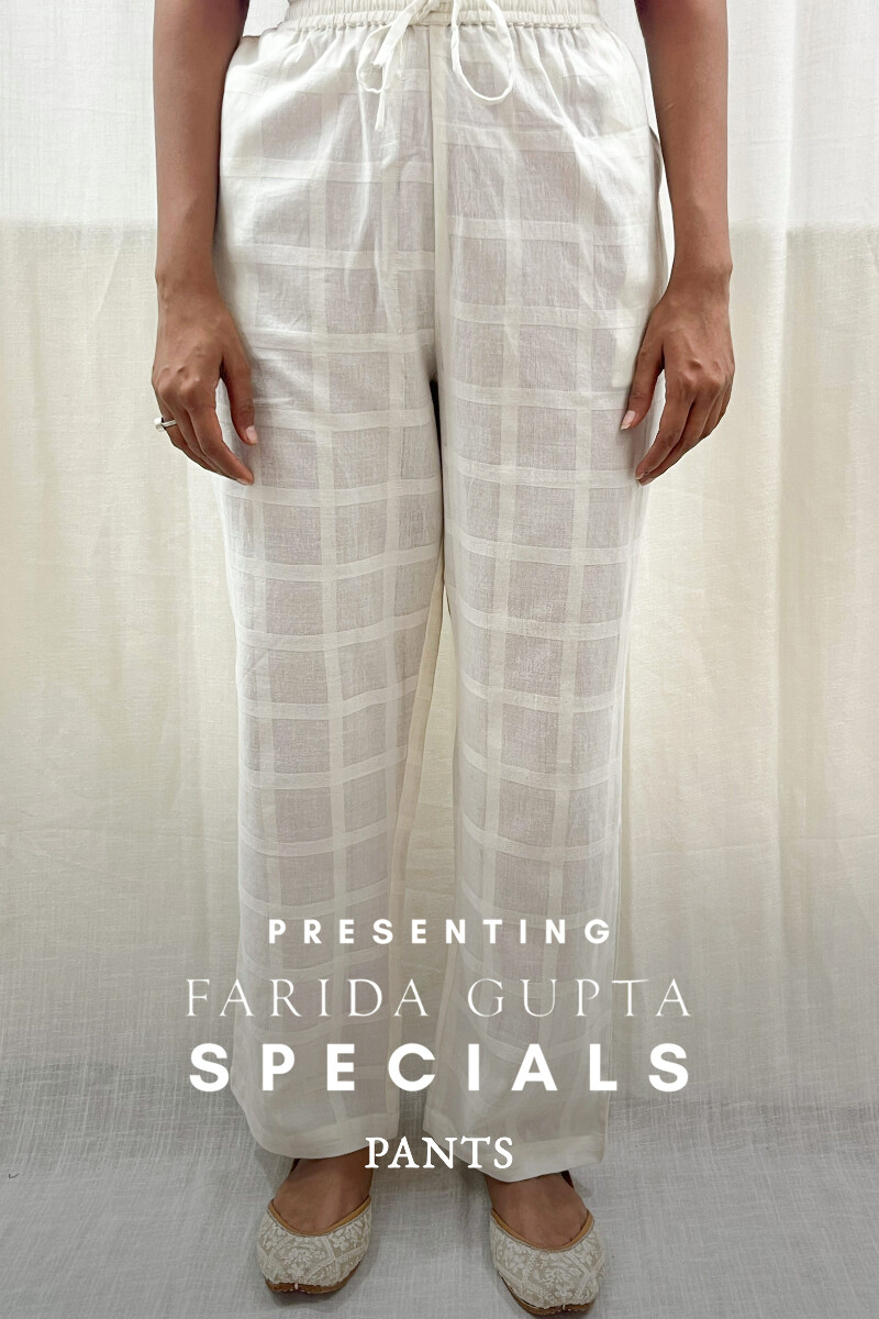 White Handcrafted Handloom Cotton Pants