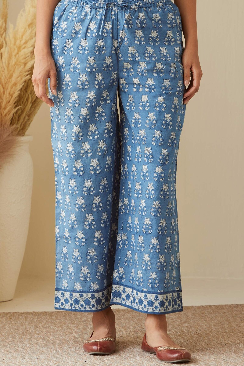 Indigo Hand Block-Printed Cotton Farsi
