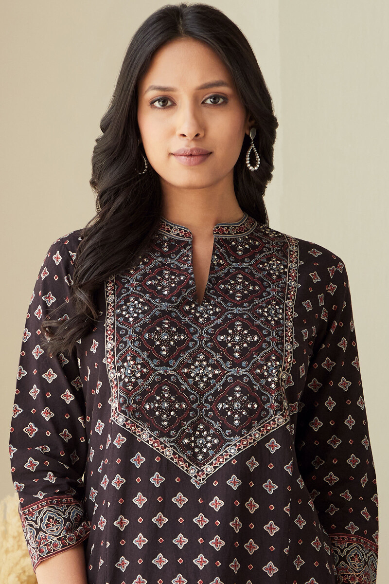 Ajrak Hand Block-Printed Straight Cotton Kurta