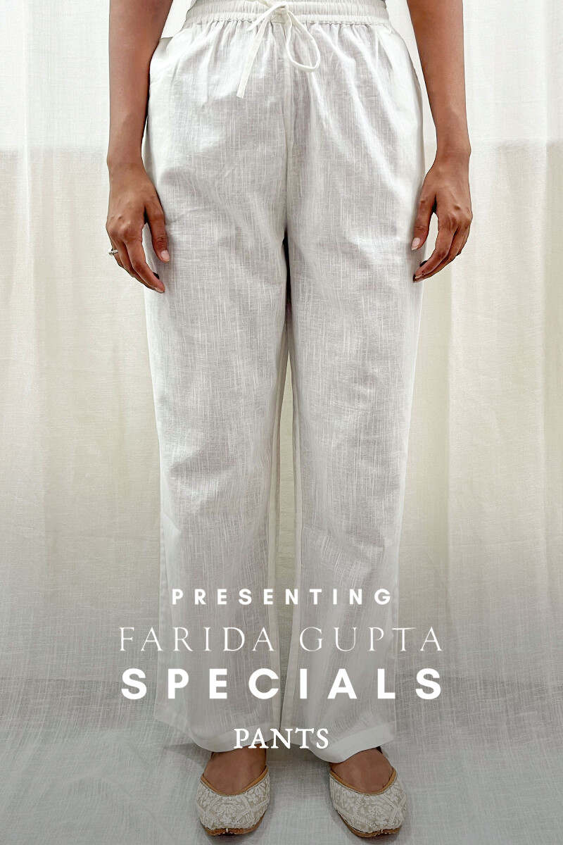 White Handcrafted Handloom Cotton Pants