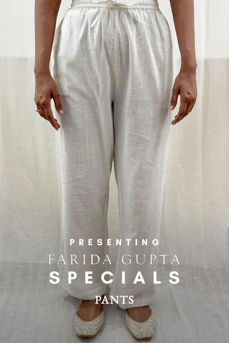 White Handcrafted Handloom Cotton Pants