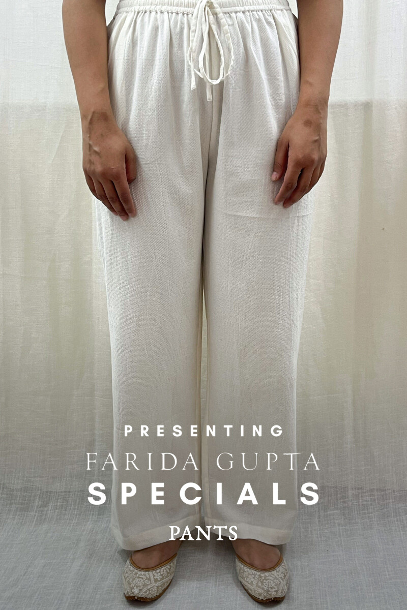 White Handcrafted Handloom Cotton Pants