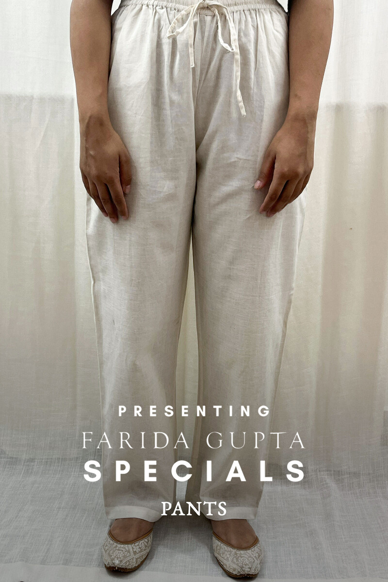 White Handcrafted Handloom Cotton Pants