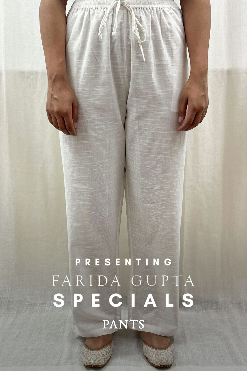 White Handcrafted Handloom Cotton Pants