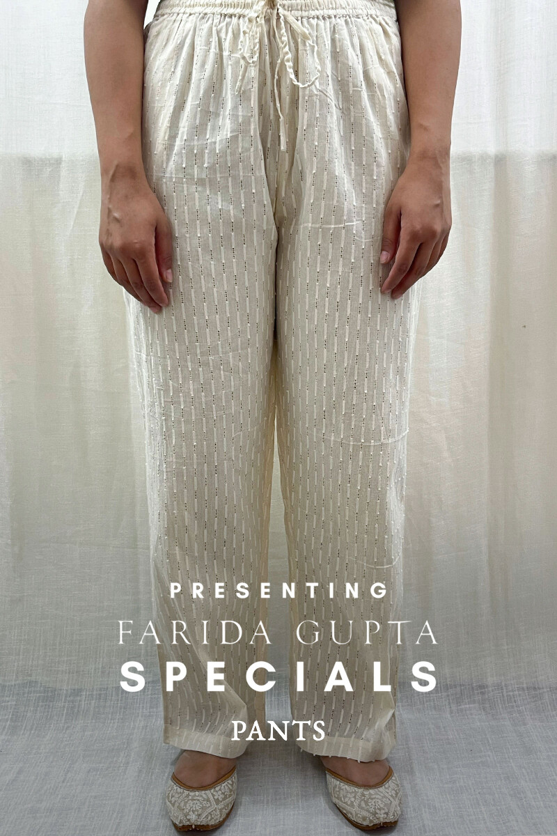 Cream Handcrafted Handloom Cotton Pants