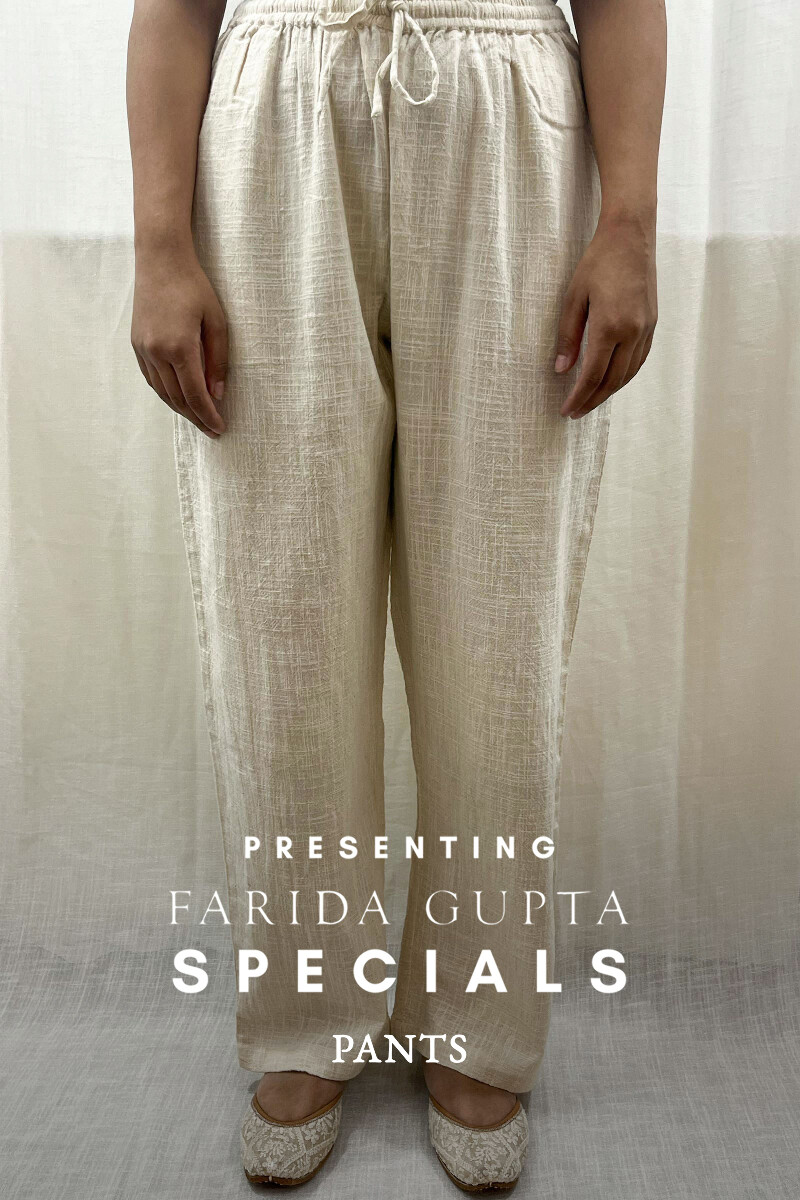 Cream Handcrafted Handloom Cotton Pants