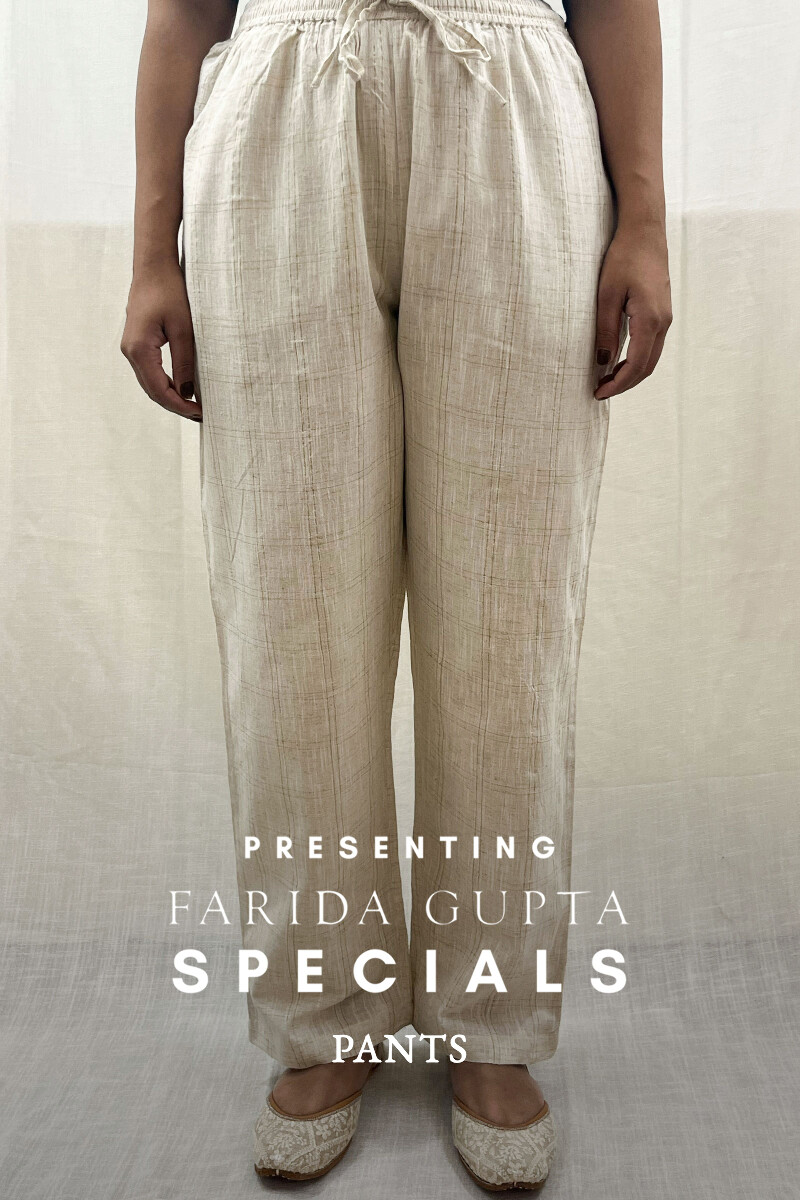 Cream Handcrafted Handloom Cotton Pants