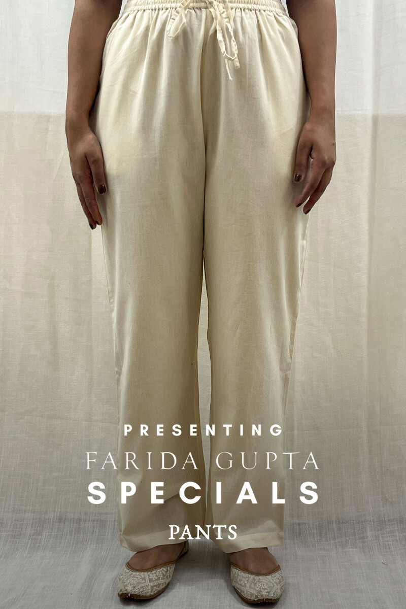 Cream Handcrafted Handloom Cotton Pants