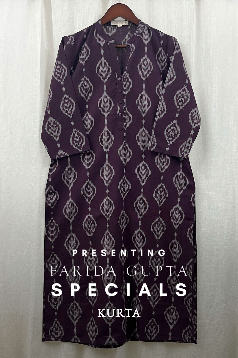Dark Purple Handcrafted Straight Handloom Cotton Kurta