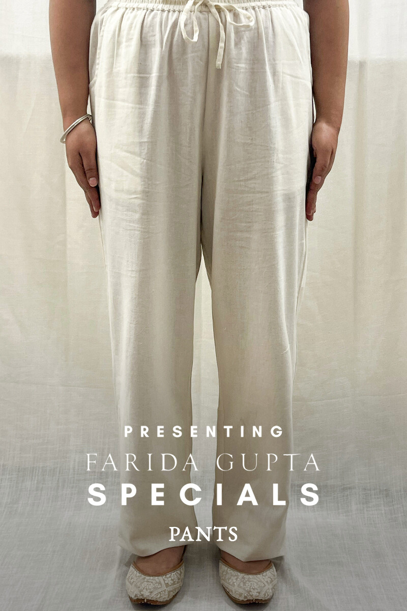 Cream Handcrafted Handloom Cotton Pants