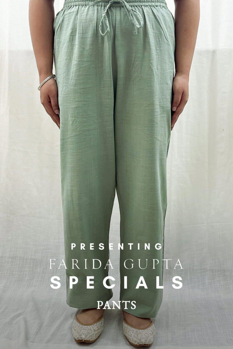 Sea Green Handcrafted Handloom Cotton Pants