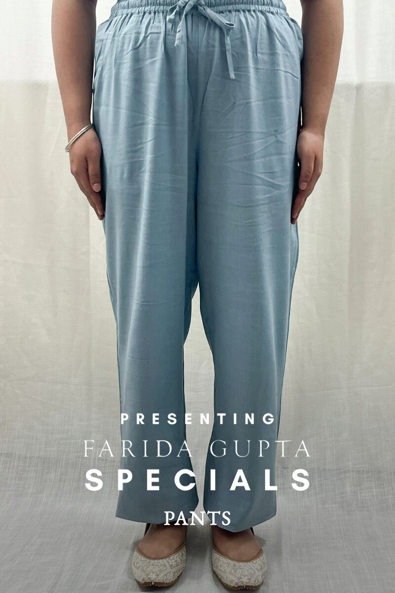Light Blue Handcrafted Handloom Cotton Pants