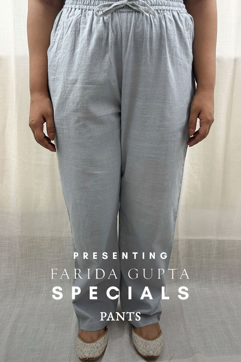 Grey Handcrafted Handloom Cotton Pants