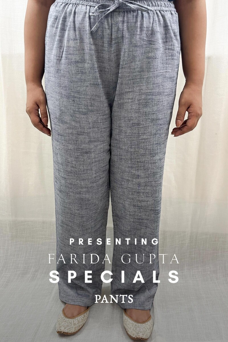 Blue Handcrafted Handloom Cotton Pants