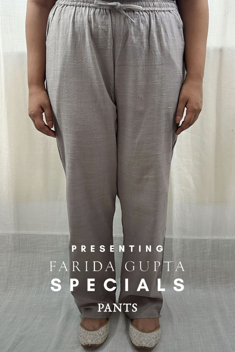 Grey Handcrafted Handloom Cotton Pants