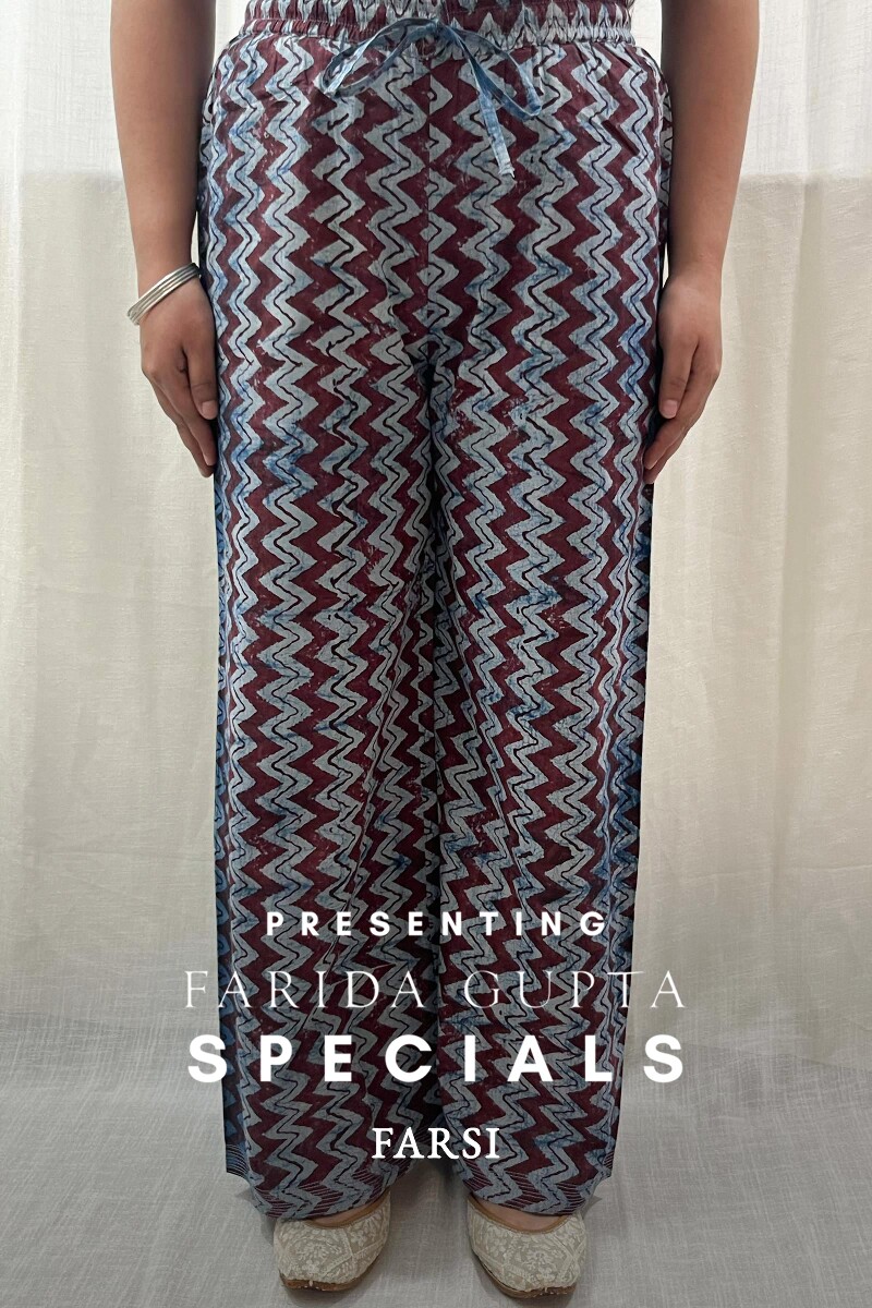 Blue Hand Block-Printed Cotton Farsi