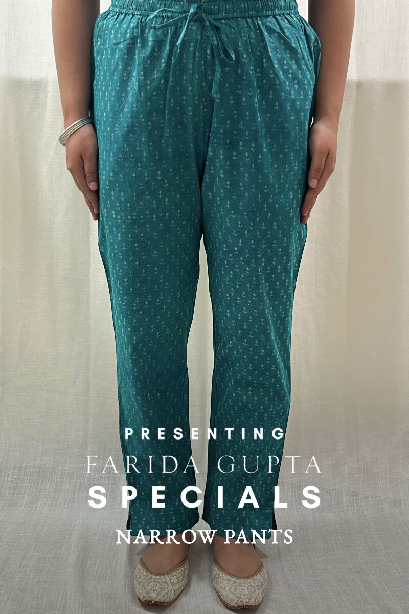 Akola Hand Block-Printed Cotton Narrow Pants
