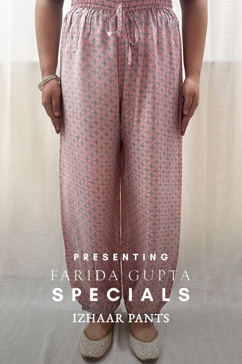 Pink Hand Block-Printed Modal Izhaar Pants