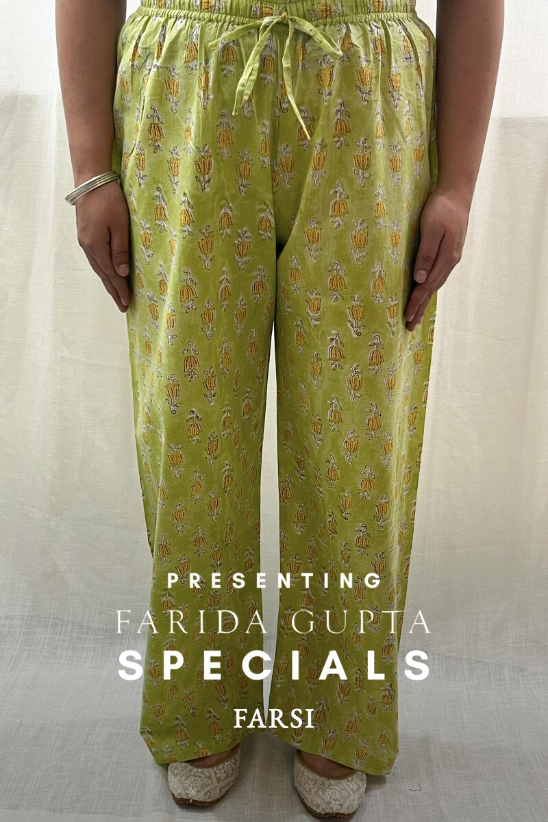 Green Hand Block-Printed Cotton Farsi