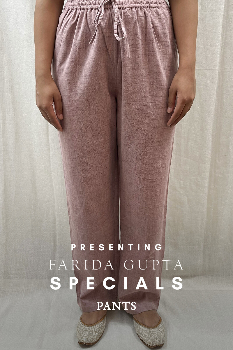 Pink Handcrafted Handloom Cotton Pants