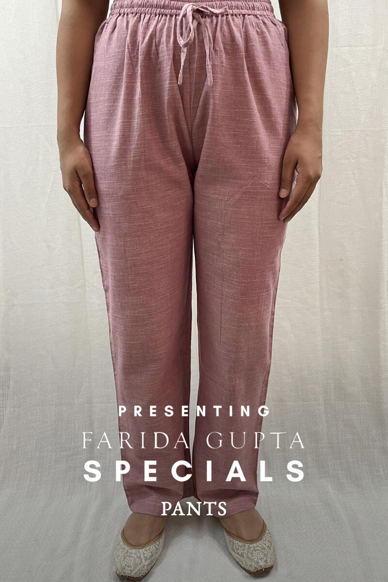 Peach Handcrafted Handloom Cotton Pants