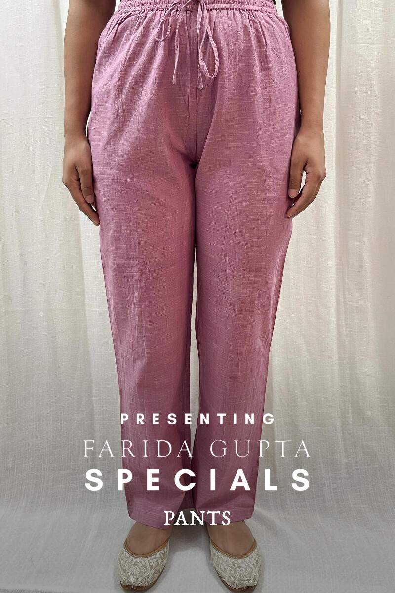Pink Handcrafted Handloom Cotton Pants