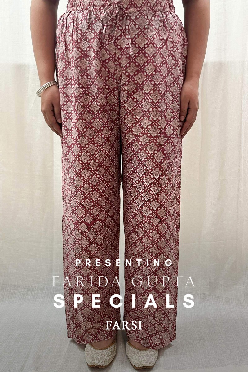 Pink Hand Block-Printed Modal Farsi