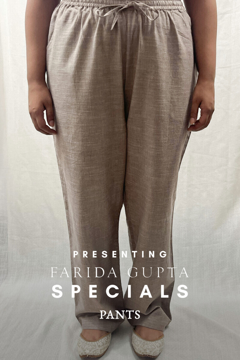 Grey Handcrafted Handloom Cotton Pants