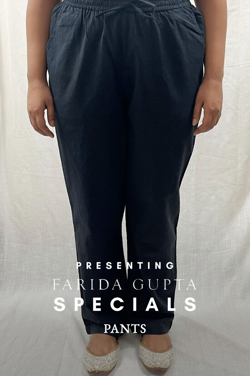 Black Handcrafted Handloom Cotton Pants