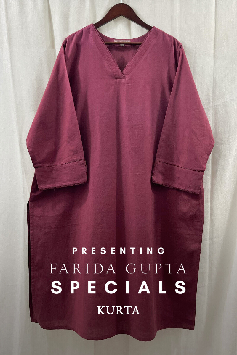 Pink Handcrafted Straight Handloom Cotton Kurta