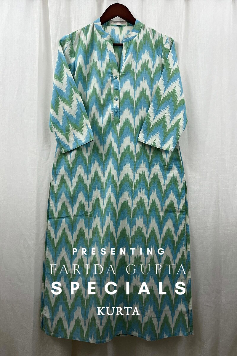 Sky Blue Handcrafted Straight Handloom Cotton Kurta