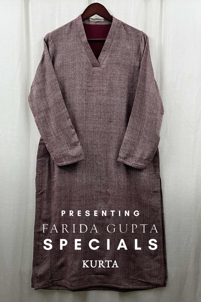 Plum Handcrafted Straight Faux Wool Kurta