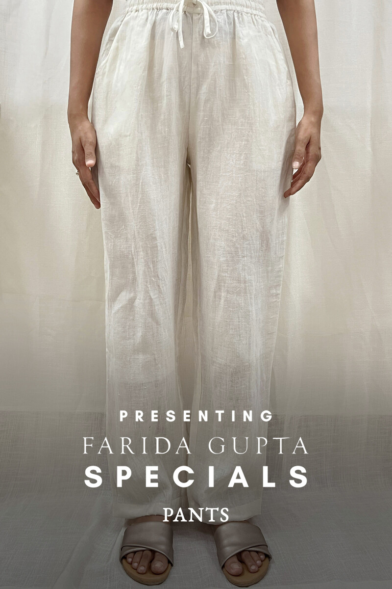 White Handcrafted Pure Linen Pants