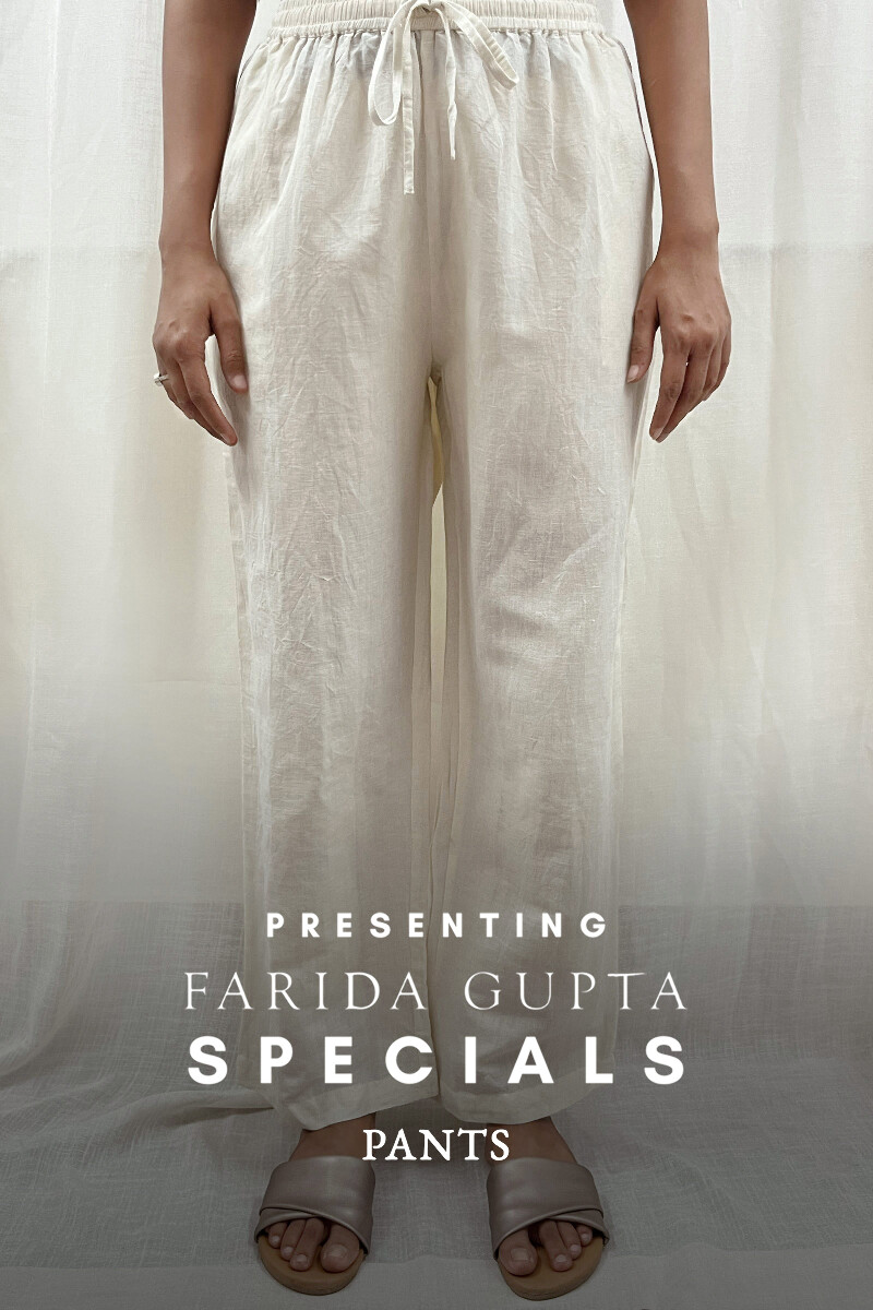 Cream Handcrafted Pure Linen Pants