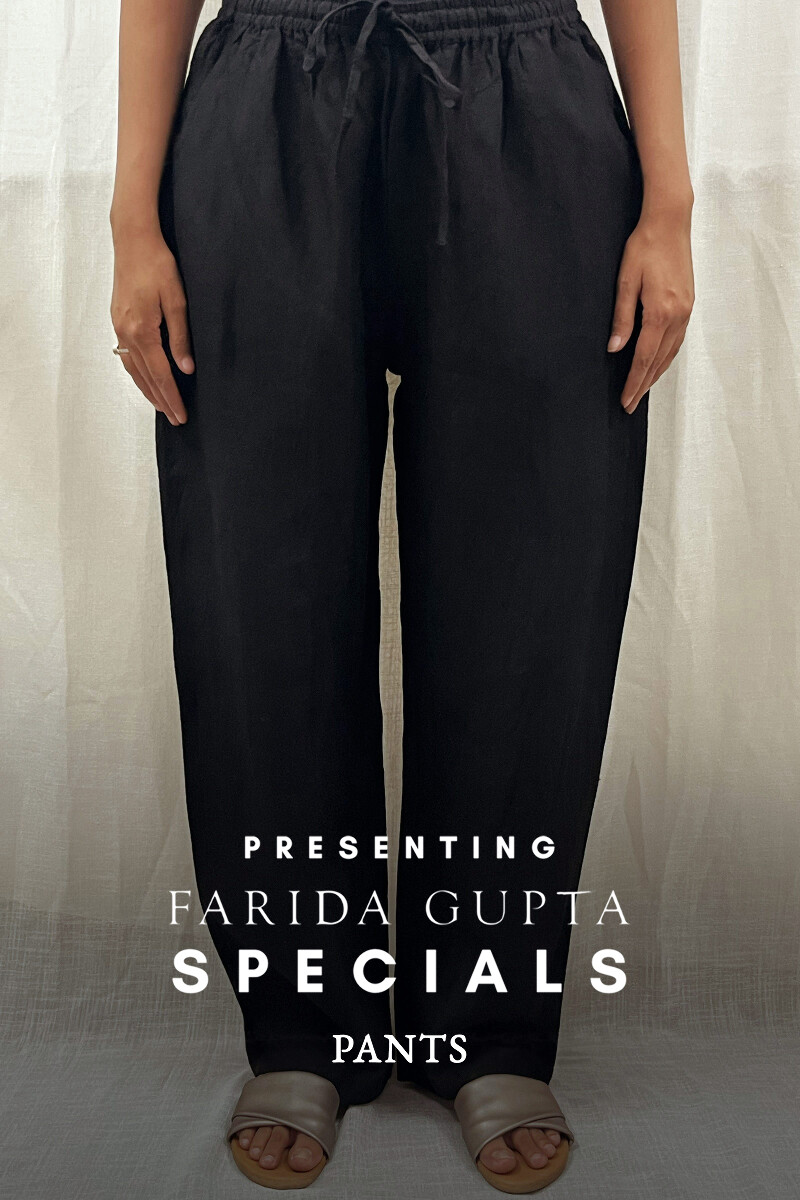 Black Handcrafted Pure Linen Pants