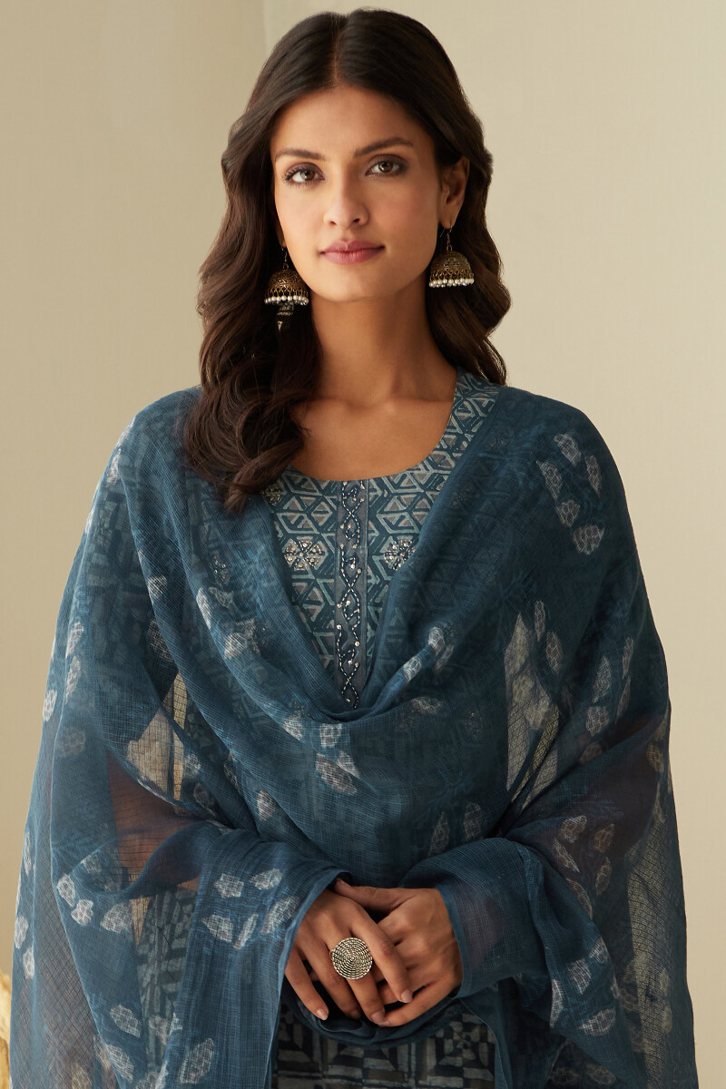 Akola Hand Block-Printed  Kota Dupatta