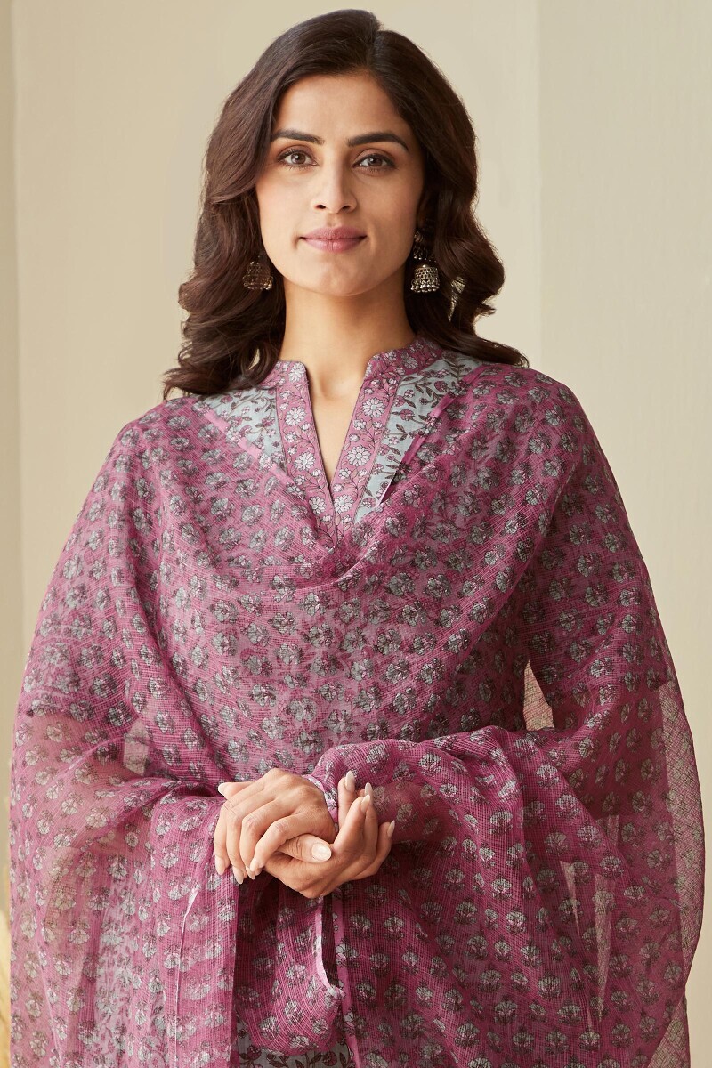 Pink Hand Printed Kota Dupatta