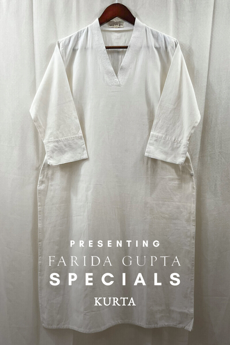 White Handcrafted Straight Handloom Cotton Kurta